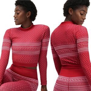 FABLETICS Holly Seamless Long-Sleeved Red Top Medium